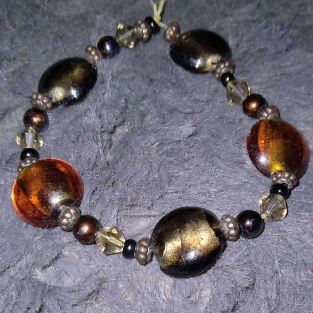 Source Unknown Black and Brown Amber Bracelet